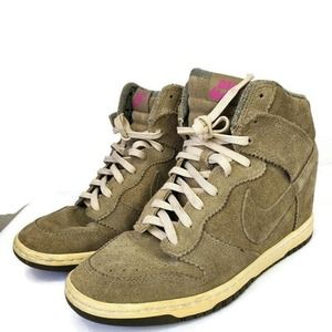 Nike Dunk Sz 8.5 Sky Hi Hidden Wedge Olive Green Suede Sneaker Shoes 528899-200